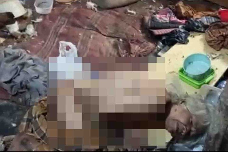 Uho (76), seorang nenek renta asal Kecamatan Indihiang, Kota Tasikmalaya, tergeletak lemah tak berdaya sembari telanjang dan berbalut sarung lusuh ditemani ayam dan hewan peliharannya di dalam rumah, Jumat (7/8/2020). Image via: Kompas.com