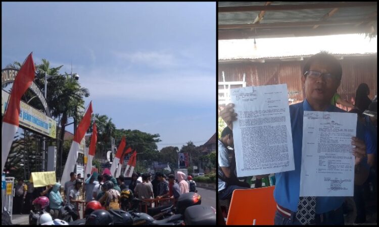 Aksi Demo terkait dugaan pemalsuan ijazah di depan Mapolres (kiri), Daulat Sihombing (kanan). (*/tsp)