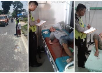 Laka di Jalan Parapat, Korban dan Pengendara Satria FU Dilarikan ke Rumah Sakit