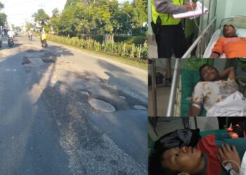 Elak Jalan Berlobang di Depan STTC! 3 Warga Siantar Timur Dilarikan ke Rumah Sakit