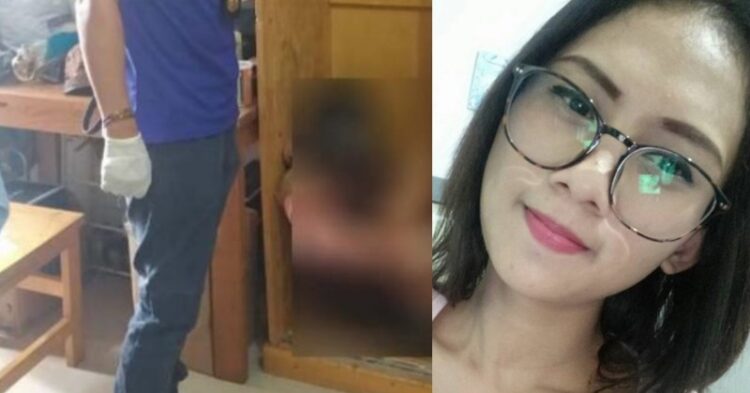 Mayat dalam lemari, dan foto korban semasa hidup. (int/tsp)