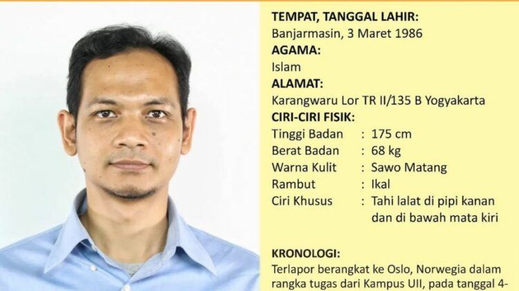 Dosen UII Ahmad Munasir Rafie Pratama Hilang di Norwegia